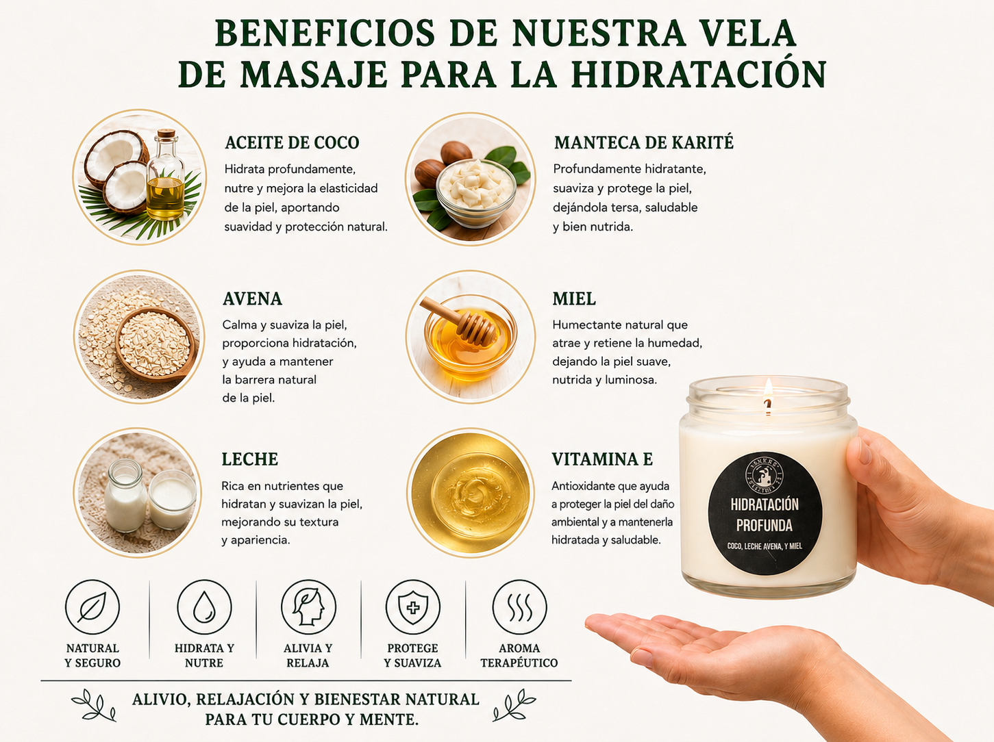 Vela de masaje para la Hidratación Profunda 4oz