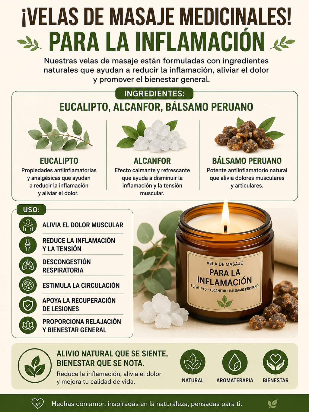 Vela de masaje contra la Inflamación 4oz