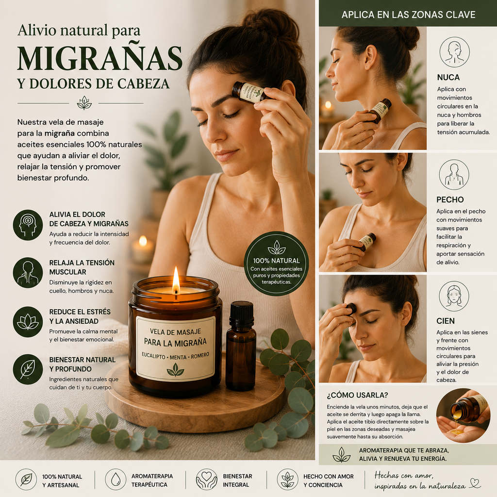 Vela de masaje contra la Migraña 4oz