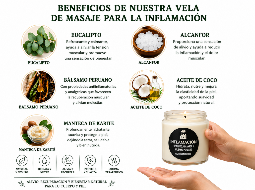 Vela de masaje contra la Inflamación 4oz