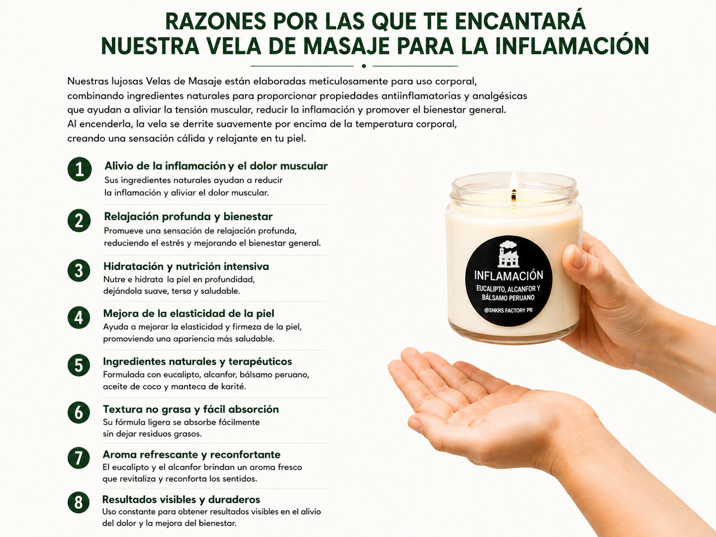 Vela de masaje contra la Inflamación 4oz